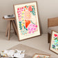 Flower Market Columbia Road, Hand Drawn Abstract Flower Drawing, Floral Art Print, Maximalist Art , Colourful Home Decor, Pink Home, Floral