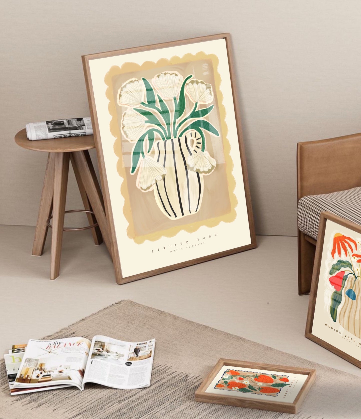 Neutral Floral Vase | Unframed