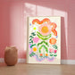 Happy Flower Kids Print / Flower illustration / Eco / Nursery Art / Kids Room / Art / Print / Gifts for Her / kids / Flowers / Colour Pop