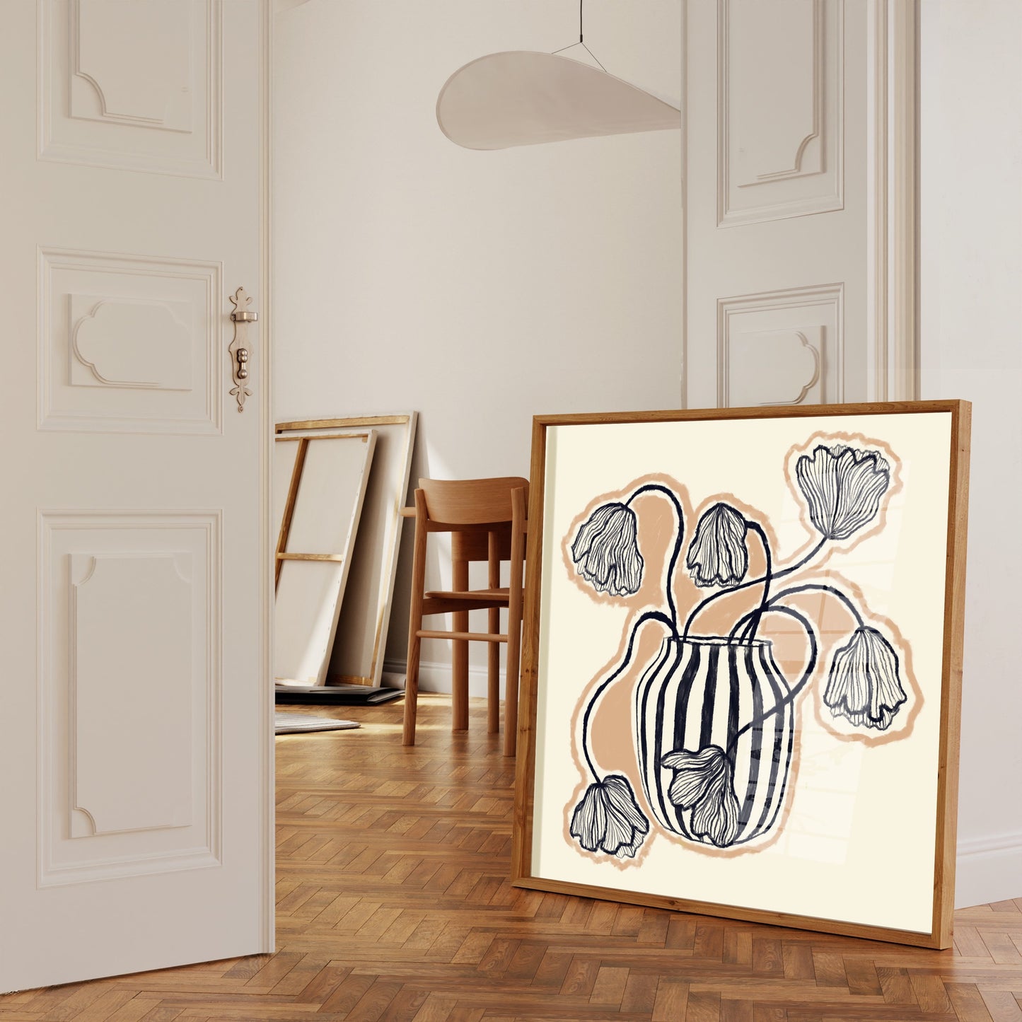 Square Blue Vase | Unframed