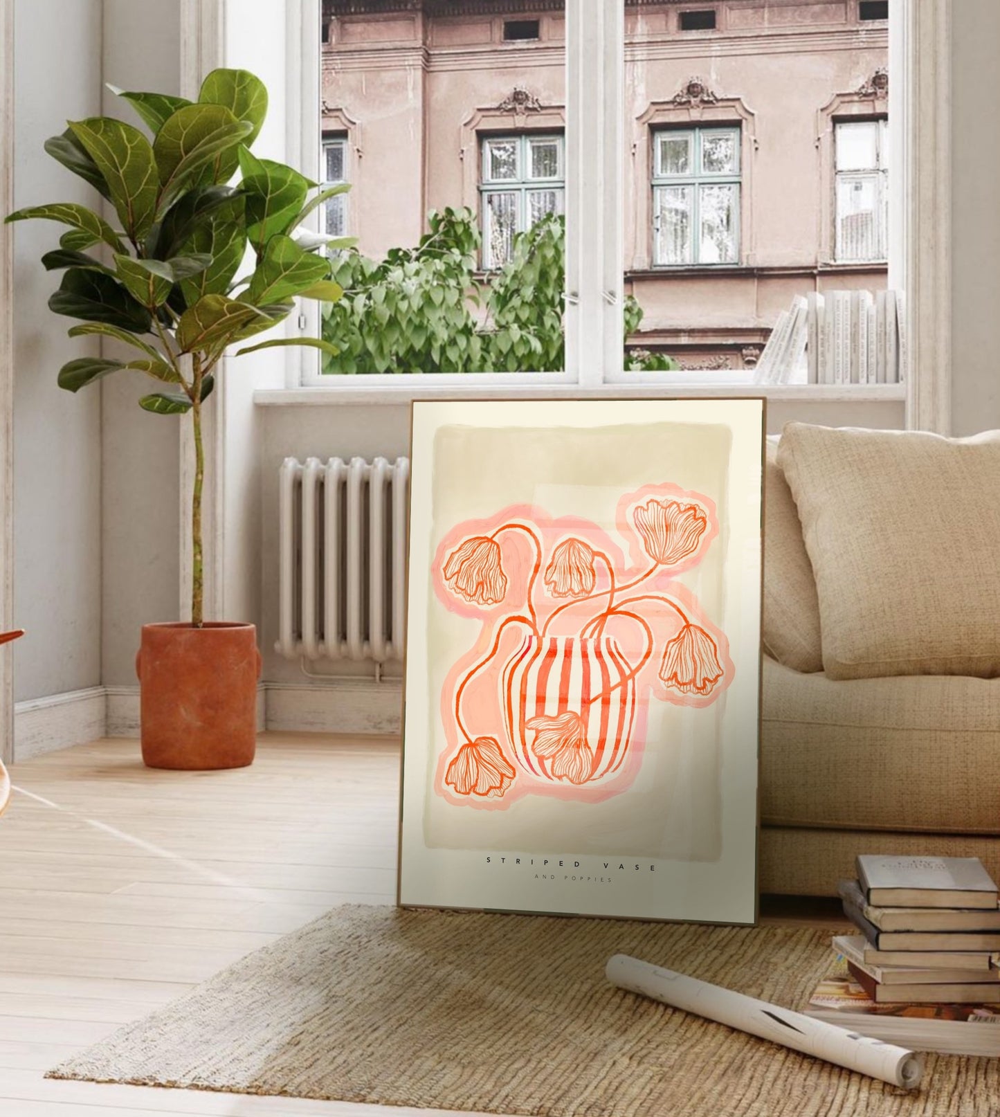 Red Striped Vase | Unframed