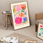 Flower Market Rotterdam, Hand Drawn Abstract Flower Drawing, Floral Art Print, Maximalist Art , Colourful Home Decor, Pink Home, Floral Art