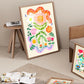 Happy Flower Kids Print / Flower illustration / Eco / Nursery Art / Kids Room / Art / Print / Gifts for Her / kids / Flowers / Colour Pop
