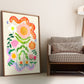 Happy Flower Kids Print / Flower illustration / Eco / Nursery Art / Kids Room / Art / Print / Gifts for Her / kids / Flowers / Colour Pop