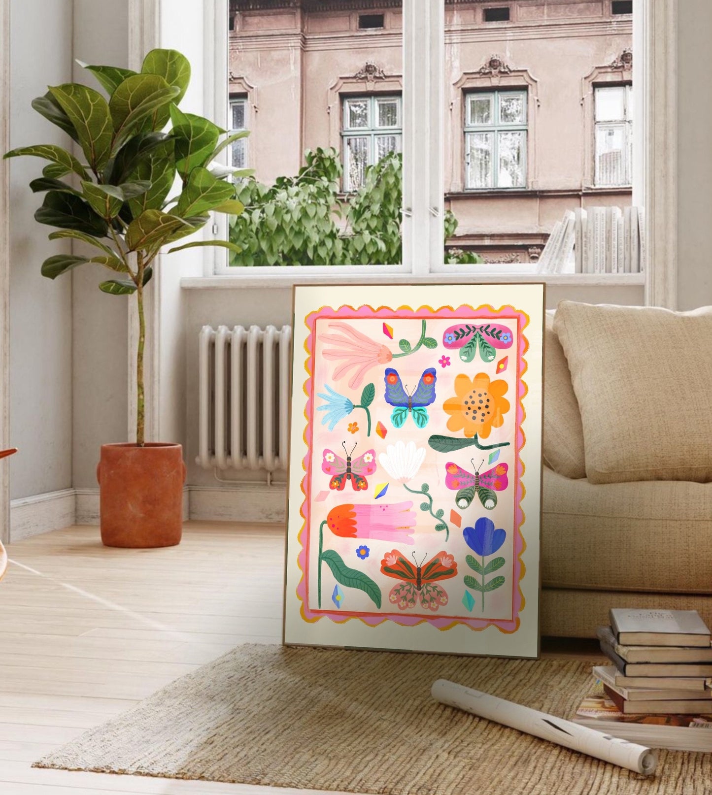 Butterflies and Flowers | Unframed