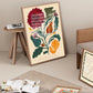 Harvest, Hand Drawn Abstract Flower Drawing, Autumn Wall Art, Floral Art Print, Maximalist Art , Colourful Home Decor, Fall Home, Floral,