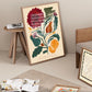 Harvest, Hand Drawn Abstract Flower Drawing, Autumn Wall Art, Floral Art Print, Maximalist Art , Colourful Home Decor, Fall Home, Floral,