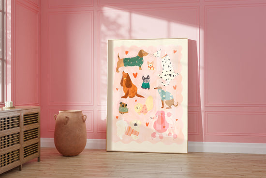 Puppy Love Pink | Unframed