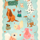 Puppy Love Blue / kids dog illustration / Nursery Art / Kids Room / Print / Gifts for Her / kids / dog poster / Colour Pop / Bright