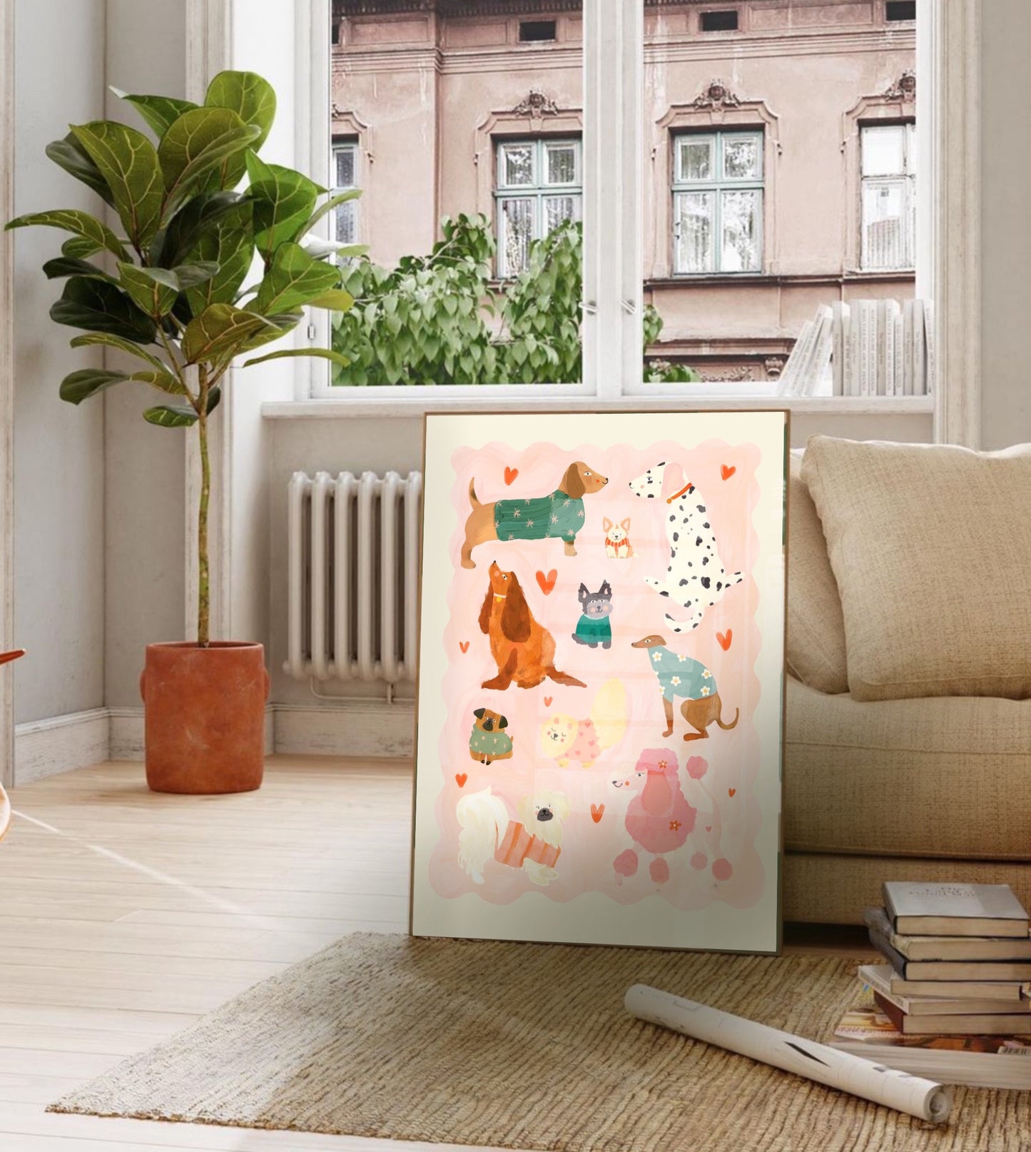 Puppy Love Pink | Unframed
