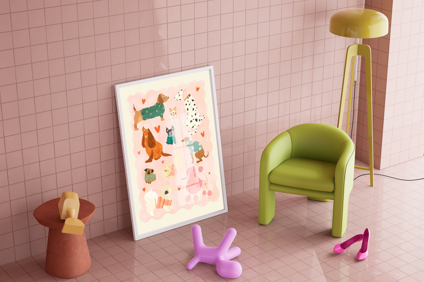 Puppy Love Pink | Unframed