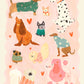 Puppy Love Print / kids dog illustration / Nursery Art / Kids Room / Art / Print / Gifts for Her / kids / dog poster / Colour Pop / Bright