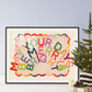 Merry & Bright, Hand Drawn Christmas Drawing, Christmas Print, Christmas Home Decor , Xmas Art Print, Xmas Home, Kids Christmas Art Print,