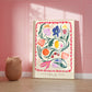 Fleurs D’été, Hand Drawn Abstract Flower Drawing, Floral Art Print, Maximalist Art Print, Colourful Home Decor, Pink Home Decor,