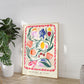 Fleurs D’été, Hand Drawn Abstract Flower Drawing, Floral Art Print, Maximalist Art Print, Colourful Home Decor, Pink Home Decor,