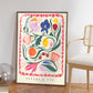 Fleurs D’été, Hand Drawn Abstract Flower Drawing, Floral Art Print, Maximalist Art Print, Colourful Home Decor, Pink Home Decor,