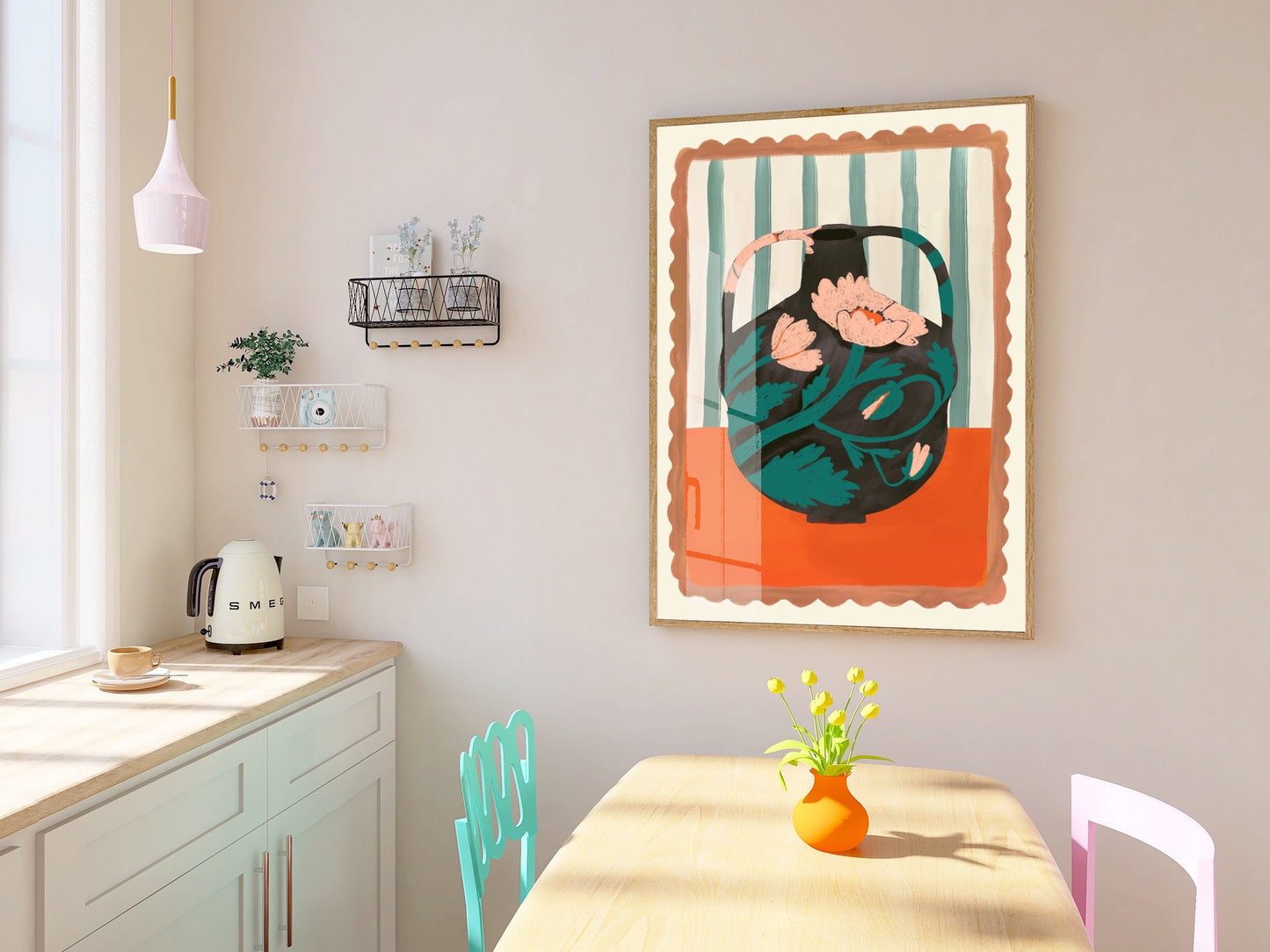 Black Floral Vase | Unframed