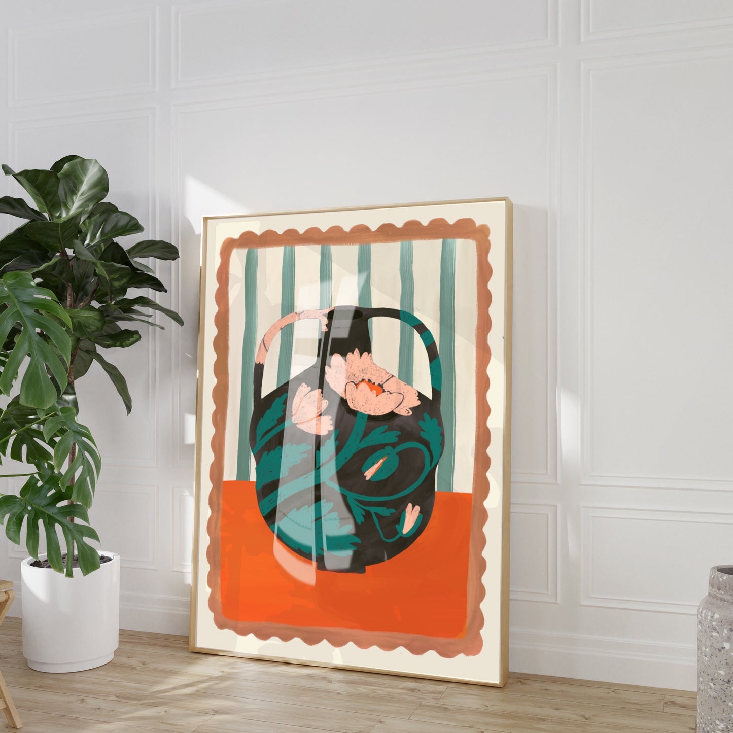 Black Floral Vase | Unframed