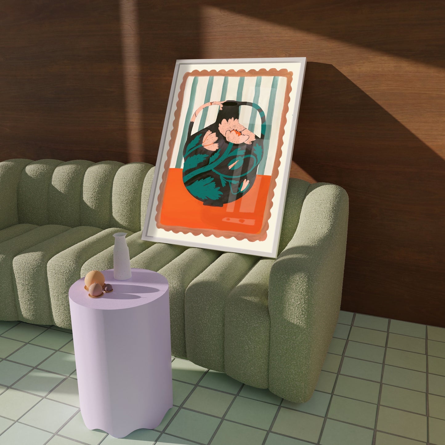 Black Floral Vase | Unframed