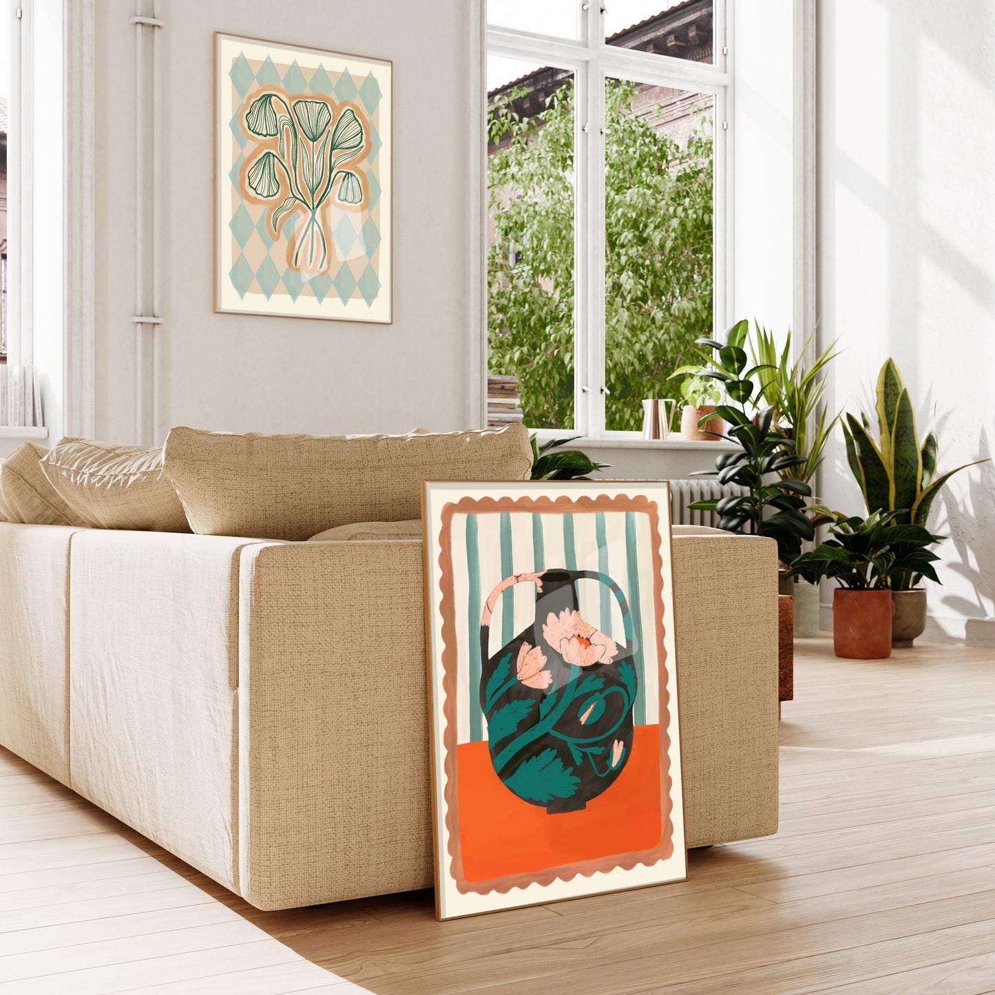 Black Floral Vase | Unframed