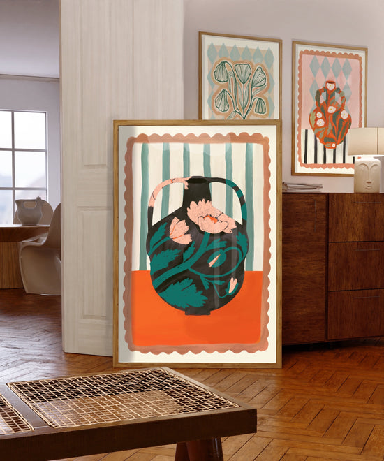 Black Floral Vase | Unframed