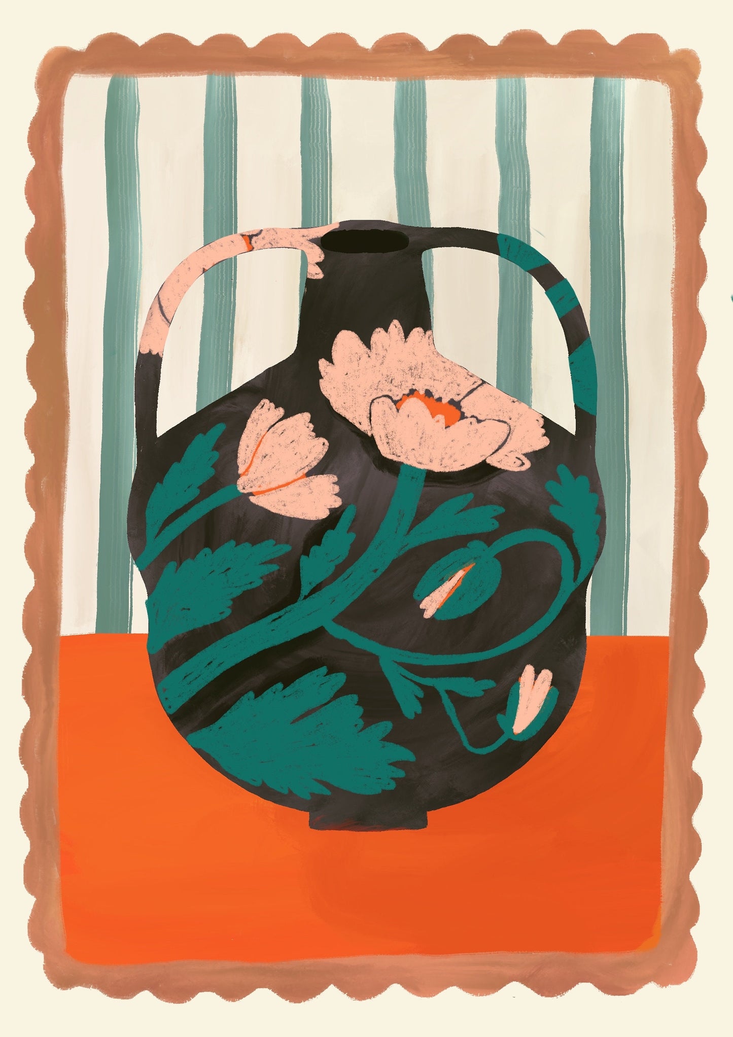 Black Floral Vase | Unframed