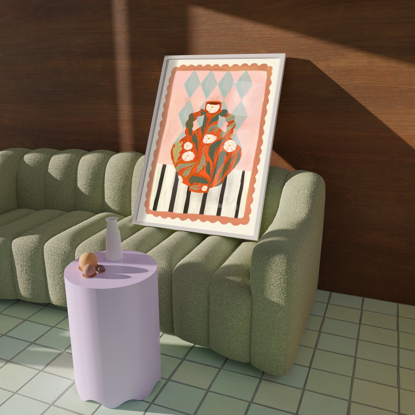 Orange Floral Pot | Unframed