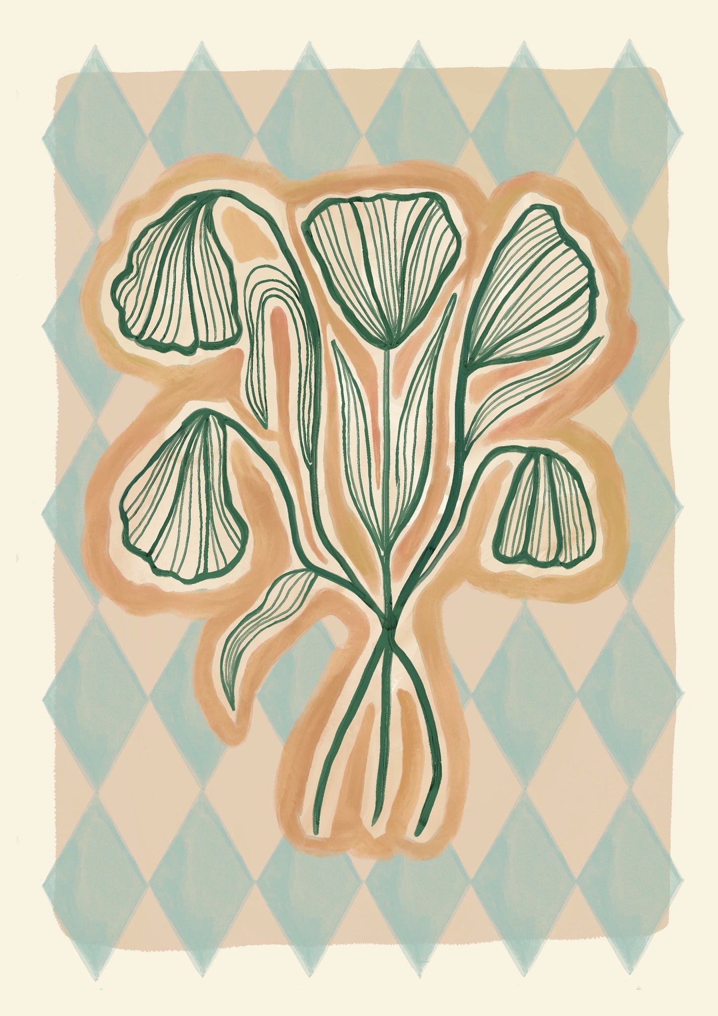 Line Drawing Bouquet | Unframed