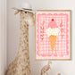 Sunny Ice Cream Print, Kids Ice Cream Room, Kids Art Prints, Fun Art Print, Colourful Rainbow Poster, A5, A4, A3 Kids Wall Art,