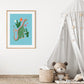 Cute Dino, blue Dinosaur Print, Dino, Nursery Art, Kids Room, Art, Childrens Dinosaur art print, kids room, raimbow, colourful art, bright
