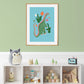 Cute Dino, blue Dinosaur Print, Dino, Nursery Art, Kids Room, Art, Childrens Dinosaur art print, kids room, raimbow, colourful art, bright
