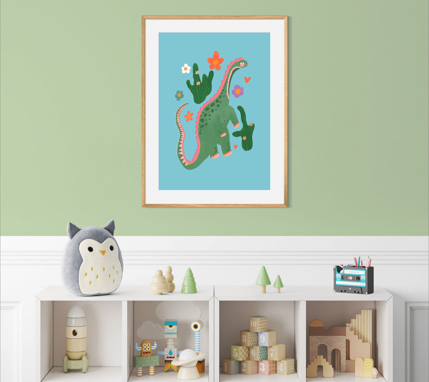 Cute Dino, blue Dinosaur Print, Dino, Nursery Art, Kids Room, Art, Childrens Dinosaur art print, kids room, raimbow, colourful art, bright