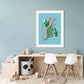 Cute Dino, blue Dinosaur Print, Dino, Nursery Art, Kids Room, Art, Childrens Dinosaur art print, kids room, raimbow, colourful art, bright