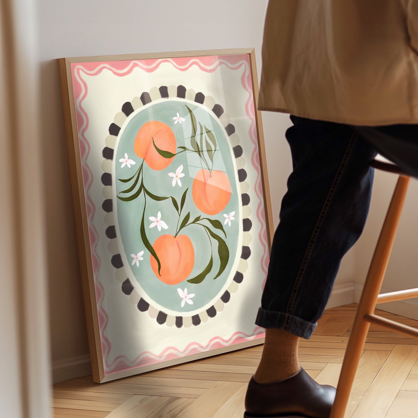 Peach With Border | Unframed