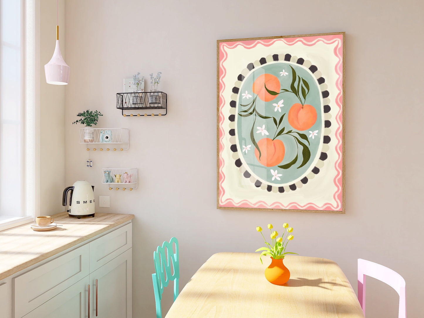 Peach With Border | Unframed