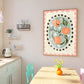 Peaches with border, Hand Drawn Peach Print, Fruit Art Print, Maximalist Art Print, Colourful Home Decor, Pink Home Decor, Print