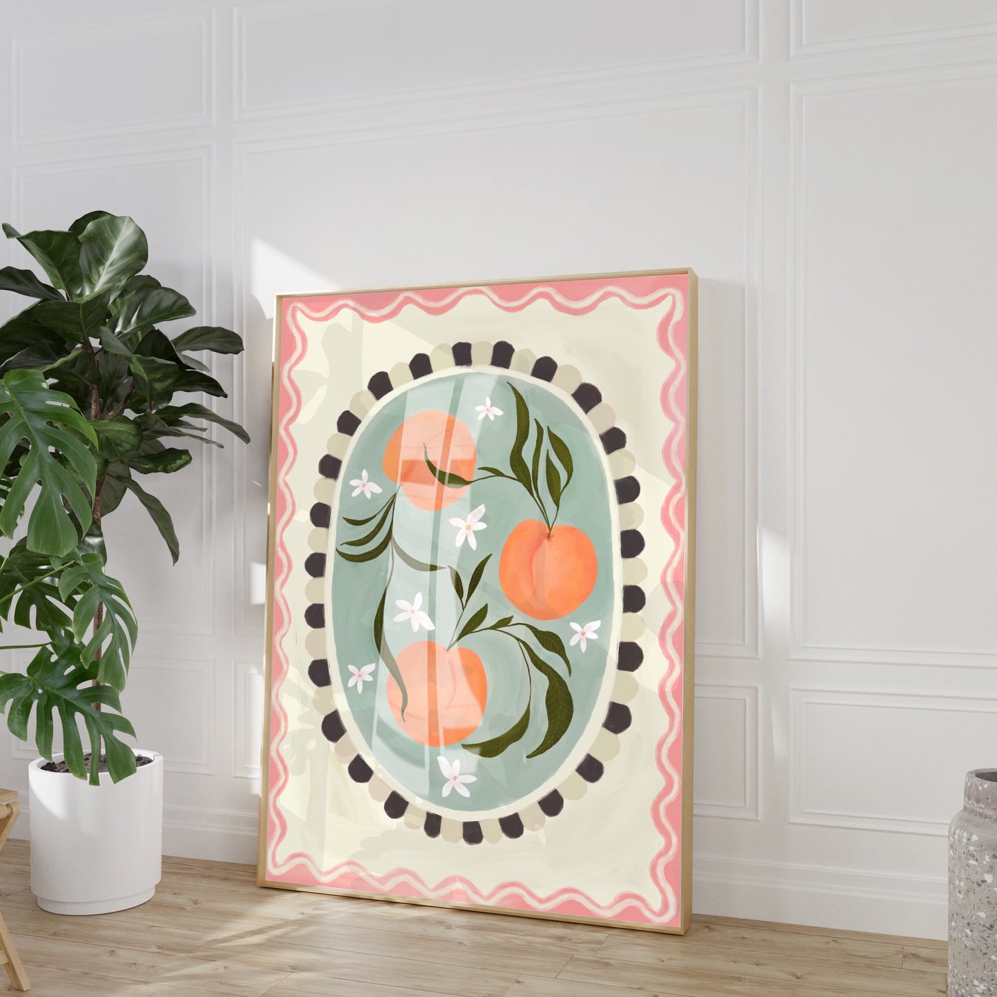 Peach With Border | Unframed