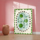 Lime with border, Hand Drawn Lime Print, Fruit Art Print, Maximalist Art Print, Colourful Home Decor, Pink Home Decor, Print