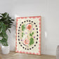 Fig with border, Hand Drawn Fig Print, Fruit Art Print, Maximalist Art Print, Colourful Home Decor, Pink Home Decor, Print