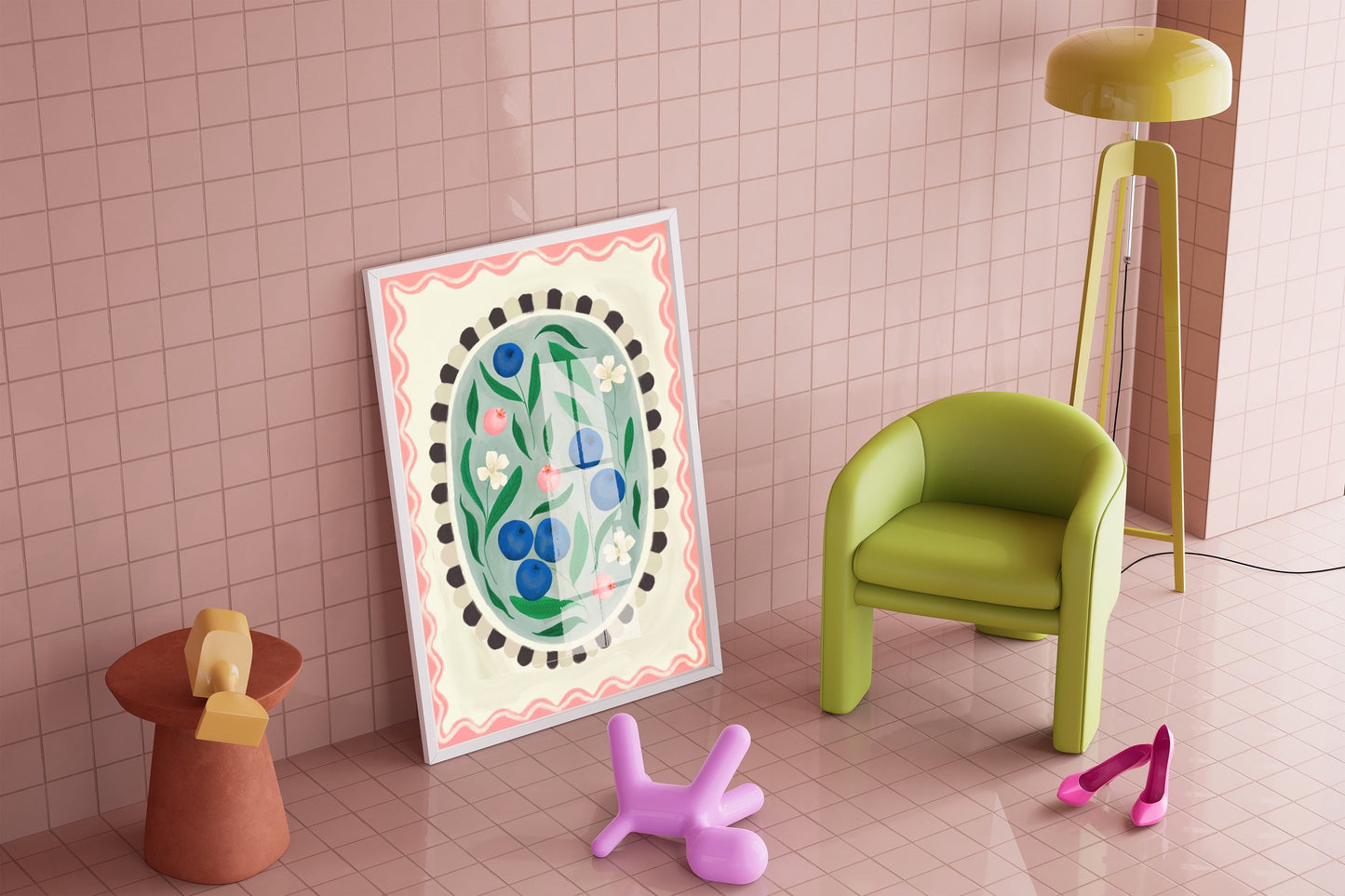 Blueberry With Border | Unframed