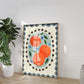 Orange with border, Hand Drawn Orange Print, Fruit Art Print, Maximalist Art Print, Colourful Home Decor, Pink Home Decor, Print