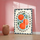 Orange with border, Hand Drawn Orange Print, Fruit Art Print, Maximalist Art Print, Colourful Home Decor, Pink Home Decor, Print