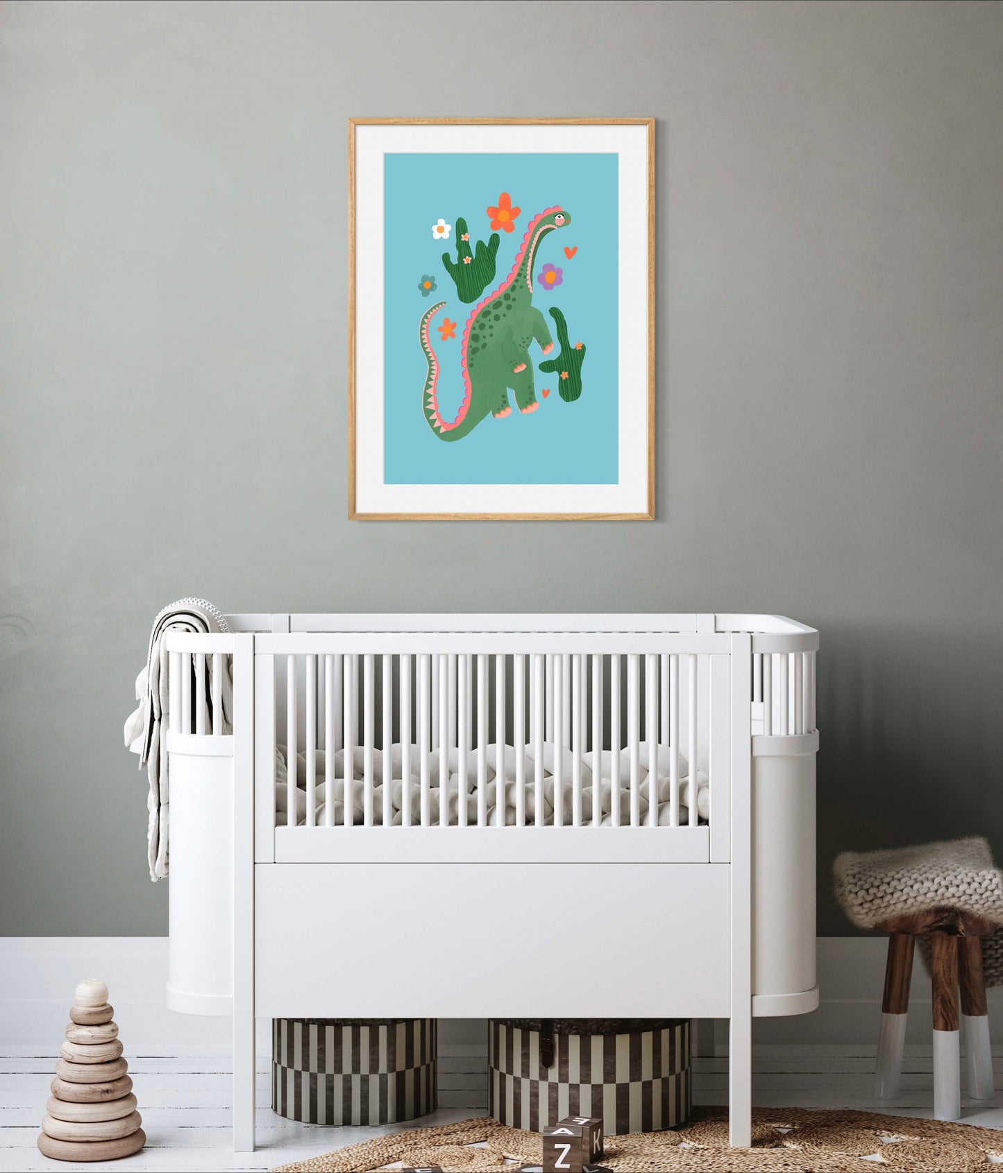 Cute Dino, blue Dinosaur Print, Dino, Nursery Art, Kids Room, Art, Childrens Dinosaur art print, kids room, raimbow, colourful art, bright
