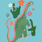 Cute Dino, blue Dinosaur Print, Dino, Nursery Art, Kids Room, Art, Childrens Dinosaur art print, kids room, raimbow, colourful art, bright