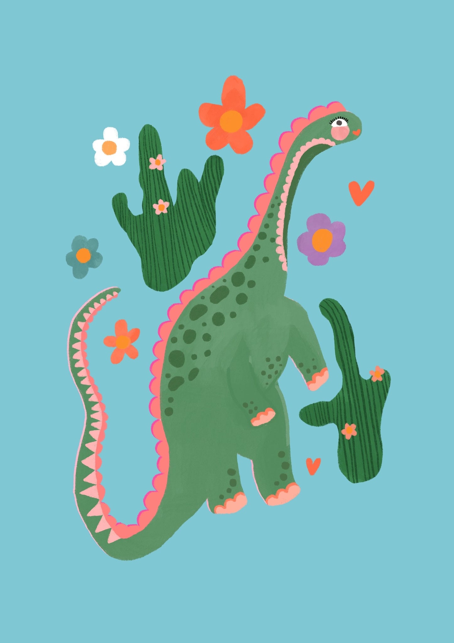 Cute Dino, blue Dinosaur Print, Dino, Nursery Art, Kids Room, Art, Childrens Dinosaur art print, kids room, raimbow, colourful art, bright