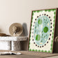 Lime with border, Hand Drawn Lime Print, Fruit Art Print, Maximalist Art Print, Colourful Home Decor, Pink Home Decor, Print
