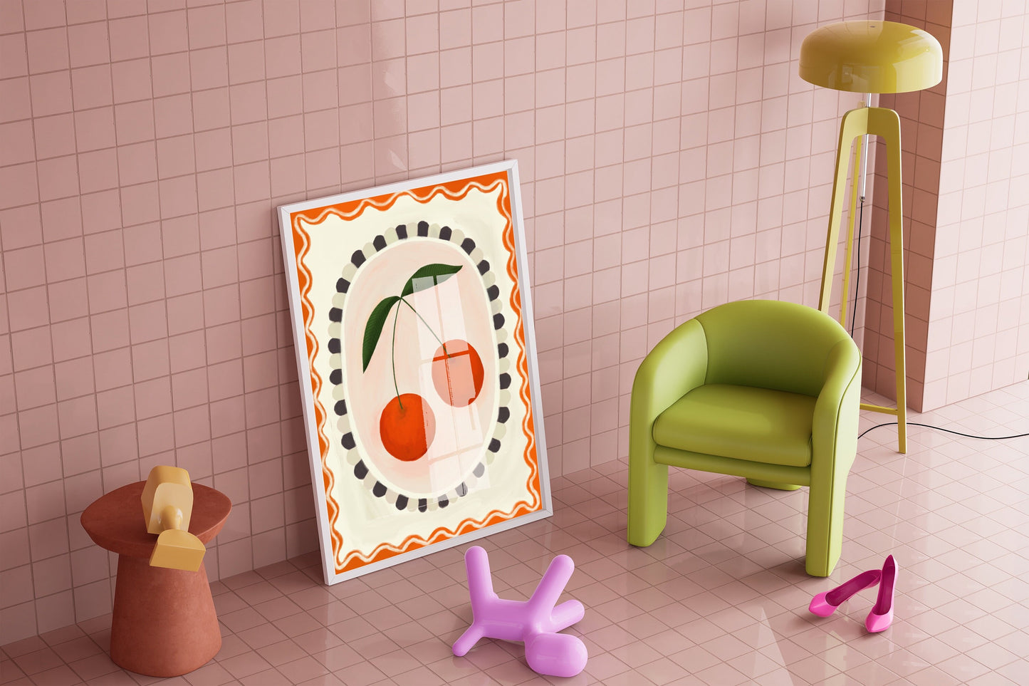 Cherry with Border | Unframed