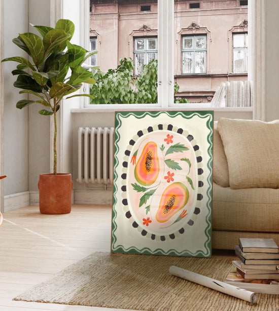 Papaya With Border | Unframed