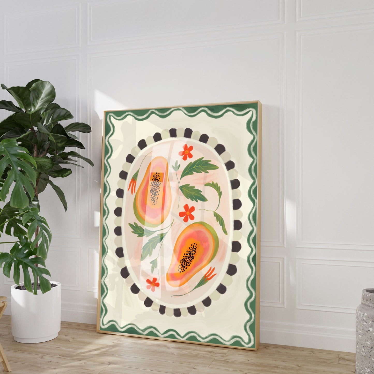Papaya With Border | Unframed