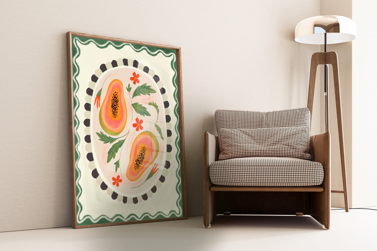 Papaya With Border | Unframed